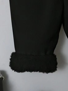 SHEIN Baby Boy Thermal Lined Solid Color Pants With Side Pockets - Black - View 3