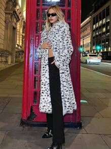 SHEIN ICON Women's Full Print Coat With Lapel Collar, Long Style - Multicolor - View 3