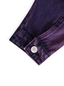 SHEIN EZwear 女性牛仔夾克帶磨損邊 - 中等水洗藍 - 查看 8