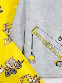 SHEIN Tween Boy合身休閒圓領圖案t恤和長褲貼身家居服套裝 - 彩色 - 查看 10