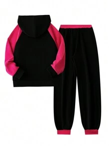 SHEIN LUNE Plus Size Colorblock Hooded Casual 2pcs/set - Multicolor - View 2