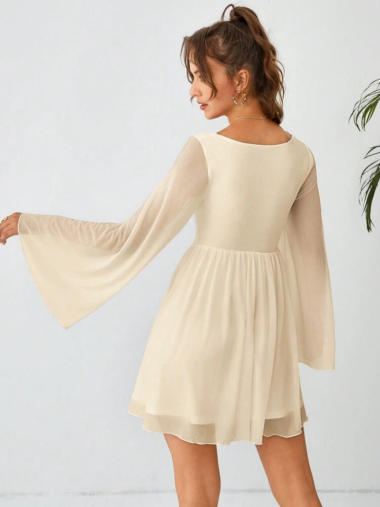 Women's Bell Sleeve Mesh Dress