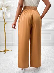 Zolique Women's High Waist Pleated Pants Fall Cloth For Women - Brown - View 2