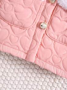 Baby Girl 3d Ear Design Padded Coat - Pink - View 6