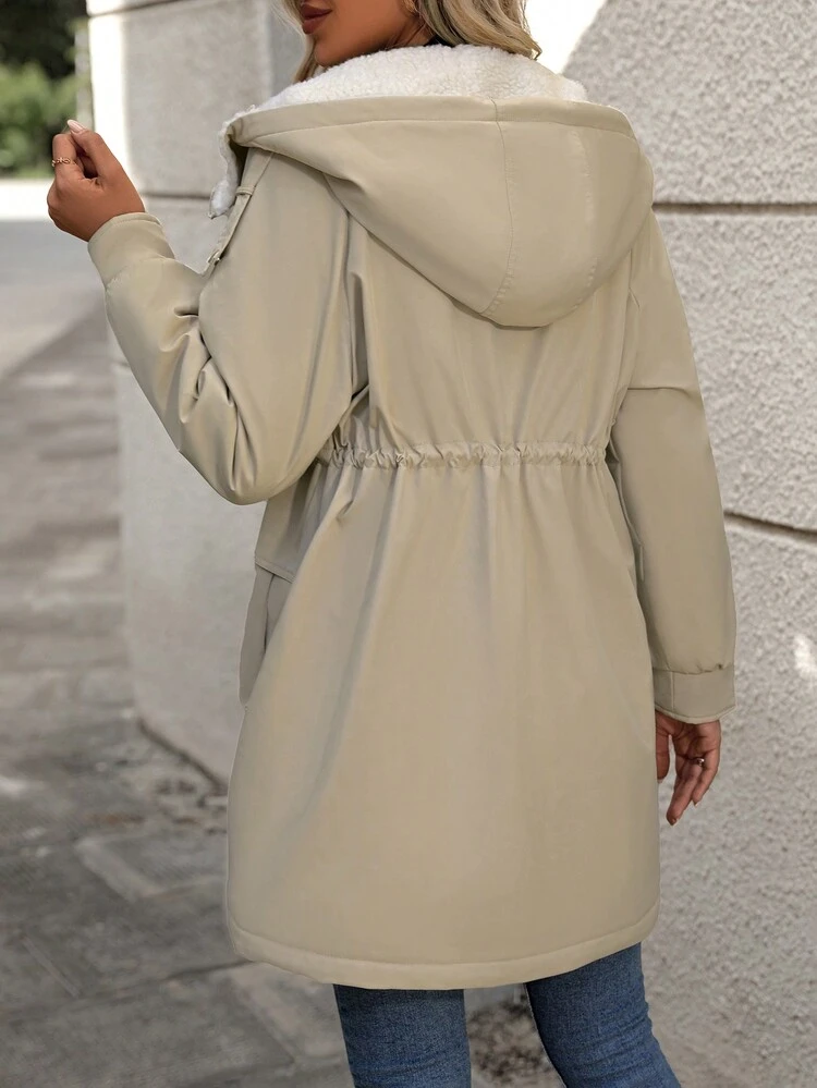 Drawstring Waist Inner Thermal Lined Padded Padded Coat Clothes Winter