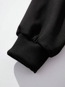 Thiếu niên Cô gái Lá thư In Áo nỉ Và Quần Bộ - màu đen - Xem 4