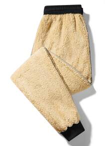 Pantalon casual à poches de devant à lacets, doublure thermique, pour un port quotidien