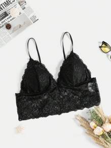 SHEIN Frenchy 女式大尺碼蕾絲吊帶背心 - 黑色 - 查看 1