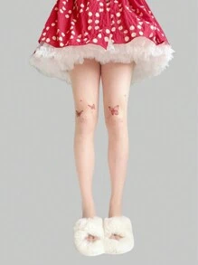 ROMWE Hippie 1pair Women's Butterfly & Cross Patterned Pantyhose, All Seasons