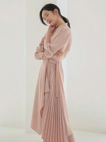 DAZY Women's Batwing Sleeve Dress With Pleated Hem - Pink - View 4