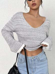 Flirla Women's Color Block Long Sleeve Sweater