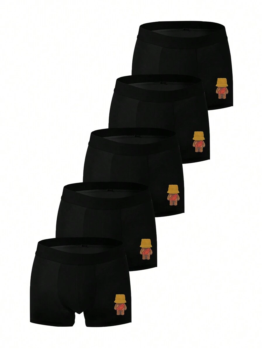 Men's Cartoon Patterned Boxer Shorts , 5 Pcs