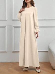 Modelyn 蓬蓬袖女裝連衣裙 - 杏色 - 查看 5