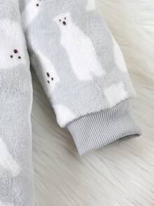 Infant Boys' Cartoon Pattern Stylish Fleece Jumpsuit - Light Grey - View 3