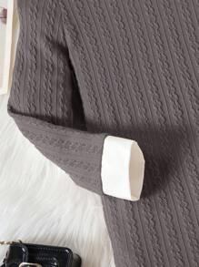 SHEIN Cô Gái Trẻ Cổ áo tương phản Xoắn Dan Đầm - Xám - Xem 4