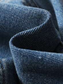 SHEIN Con trai Flip Chi tiết áo có mũ Áo khoác denim , Đá rửa - Rửa trung bình - Xem 5