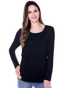 Maternidad 3 piezas Camiseta de rayas amamantamiento - Verde militar - Ver 7