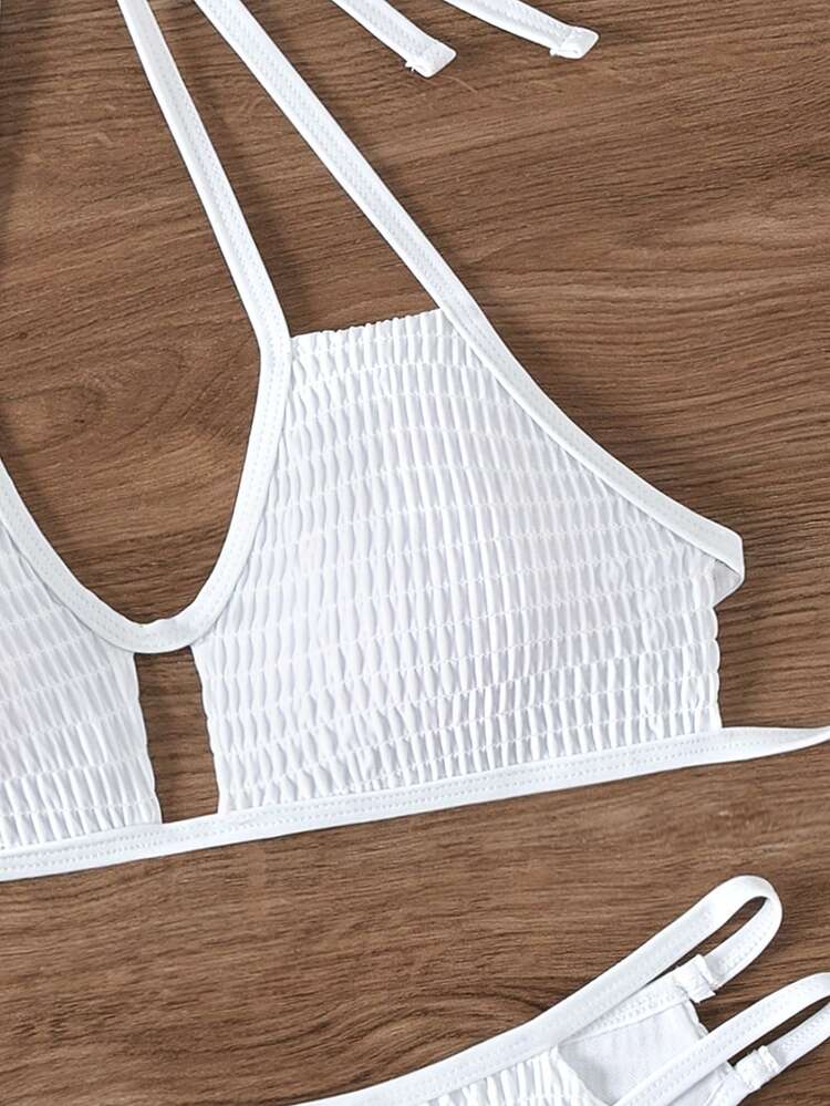 Summer Solid Color Halter Neck Bikini Set Wedding