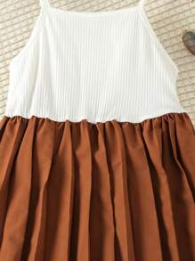 SHEIN Junge Mädchen Selbst Gebundener Zweireiher-blazer Glatt Pleated Cami Kleid