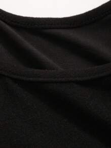 DAZY 纯色修身长袖T恤，秋季服装 - 黑色 - 查看 7