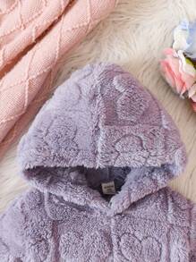 Baby Girl Heart Embossed Plush Hooded Two Piece Set