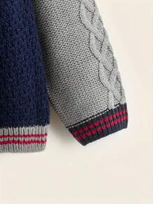 SHEIN Baby-pullover Mit Kontrast-raglanärmeln Für Jungen