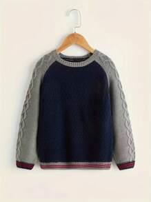 SHEIN Baby-pullover Mit Kontrast-raglanärmeln Für Jungen