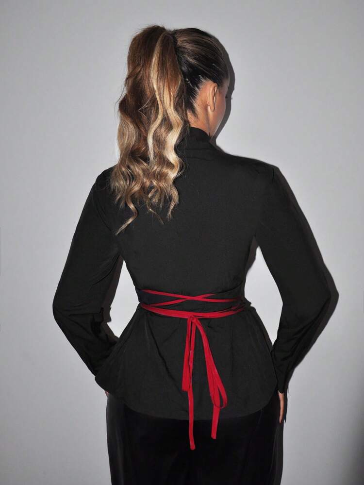 Loose Style Bikini Cover-Up Long Sleeve Shirt With 2 In 1 Design