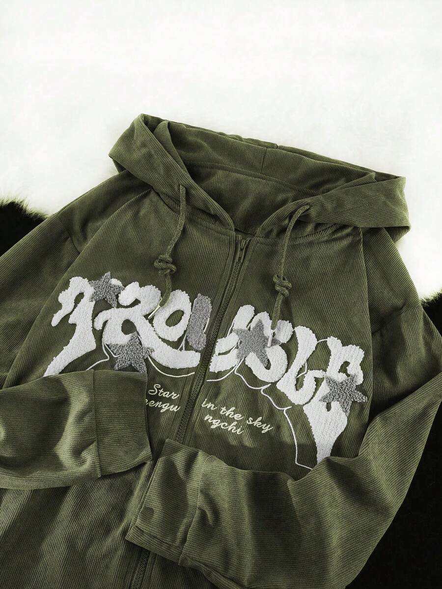 StreetHx Áo hoodie dài tay in chữ, có khóa kéo, thích hợp cho lễ tốt nghiệp, tựu trường, lễ tốt nghiệp, giáo viên nữ, áo nỉ mùa thu tựu trường. - xanh quân đội - Xem 1