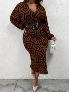 SHEIN Clasi 大尺碼高領毛衣連衣裙 - 彩色 - 查看 6