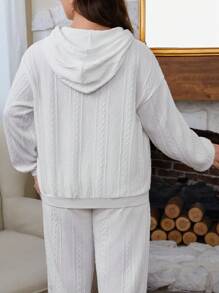 SHEIN Frenchy Women'S Plus  Size Embroidered Drawstring Hooded Sweatshirt