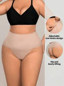 加大尺碼女士側扣塑身內衣 - 杏色 - 查看 2