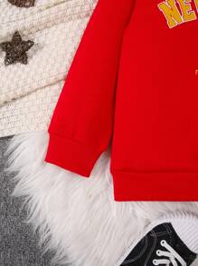 SHEIN Toddler Boys' Coordinated Sporty 2 In 1 Sweatshirt With Letter Print - Red - View 4