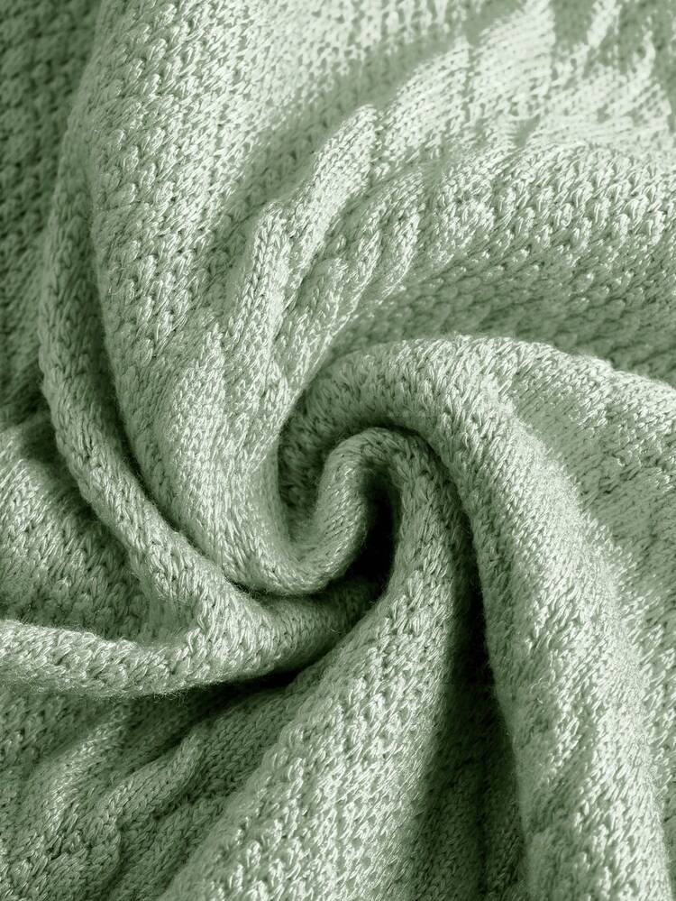 Teen Girls' Knitted Jacquard Stand Collar Dress With Lantern Sleeves, Belt Not Included