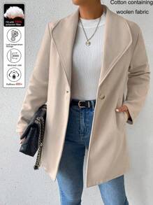 EMERY ROSE Ladies' Padded OverPuffer Coat Clothes Winter With Single Button Closure - Apricot - View 1