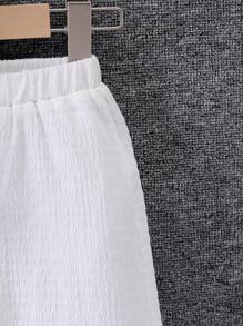 SHEIN 2pcs/Set Young Boy Plain Button Down Shirt & Shorts Set, Suitable For Casual Beach Vacation, Summer