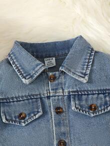 Baby Girls' Collared Denim Jacket And Lovely Polka Dot Dress - Light Wash - View 8