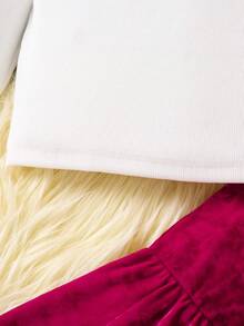 SHEIN 女孩拼布毛茸茸長袖上衣和喇叭褲套裝 - 彩色 - 查看 4