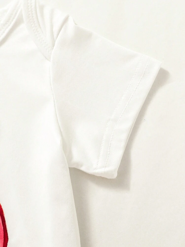 Baby Boys' Vegetable & Food & Letter Printed Bodysuit With Hood