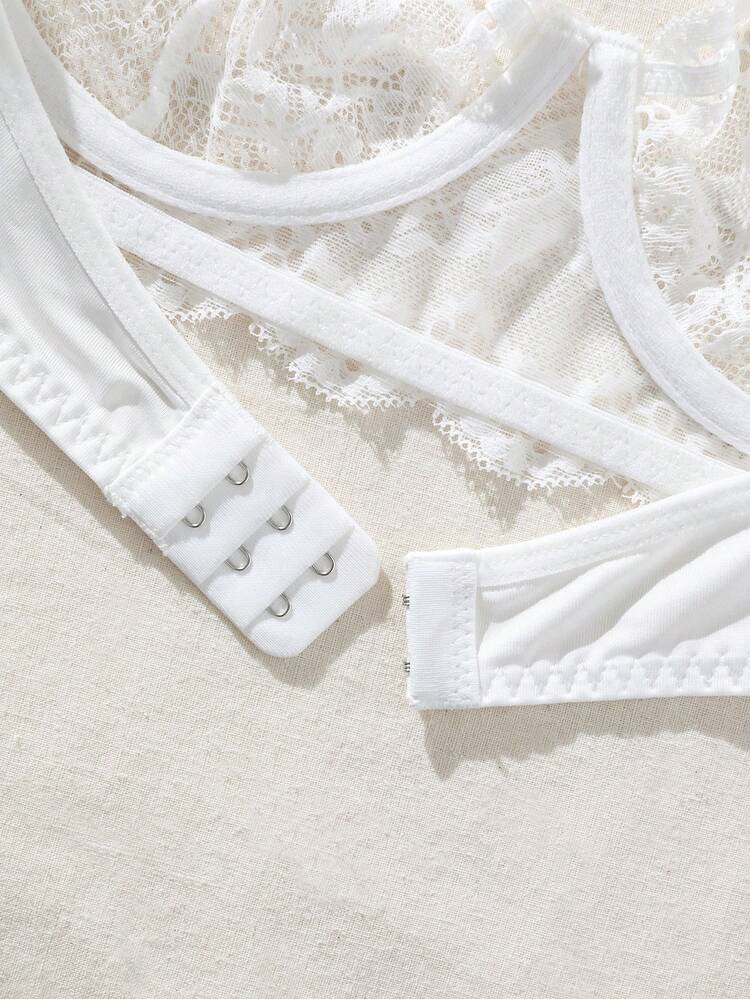 Bow Decorated Sexy Lace Lingerie Set