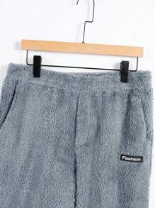 Manfinity RebelGame Men's Hooded Patched Detail Plush Sweatshirt And Long Pants Set - Blue - View 5