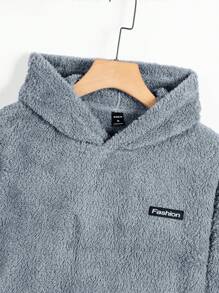 Manfinity RebelGame Men's Hooded Patched Detail Plush Sweatshirt And Long Pants Set - Blue - View 4