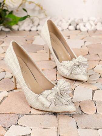 Fall/Winter Bow Knot High-Heeled Shoes For Women, New Design Sexy Pointed Toe Shoes For Party,Elegant,Wedding