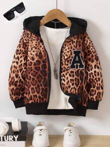 男童休閒帽t拉鍊圖形印花長袖夾克 - 彩色 - 查看 1