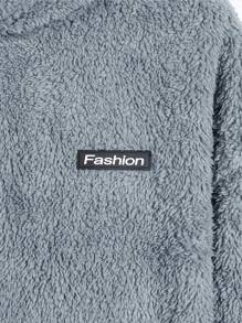 Manfinity RebelGame Men's Hooded Patched Detail Plush Sweatshirt And Long Pants Set - Blue - View 8