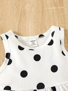 Baby Girls' Collared Denim Jacket And Lovely Polka Dot Dress - Light Wash - View 6