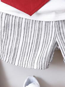 SHEIN 3pcs/Set Young Boys' Gentleman Elegant Casual School Style Vest, T-Shirt And Shorts