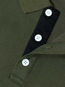 Manfinity Homme Nam Plus Chất rắn Áo polo - xanh quân đội - Xem 4