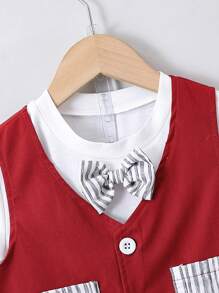 SHEIN 3pcs/Set Young Boys' Gentleman Elegant Casual School Style Vest, T-Shirt And Shorts