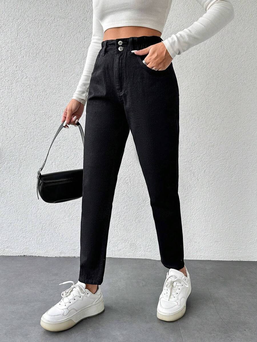 SHEIN PETITE 女性錐形牛仔褲